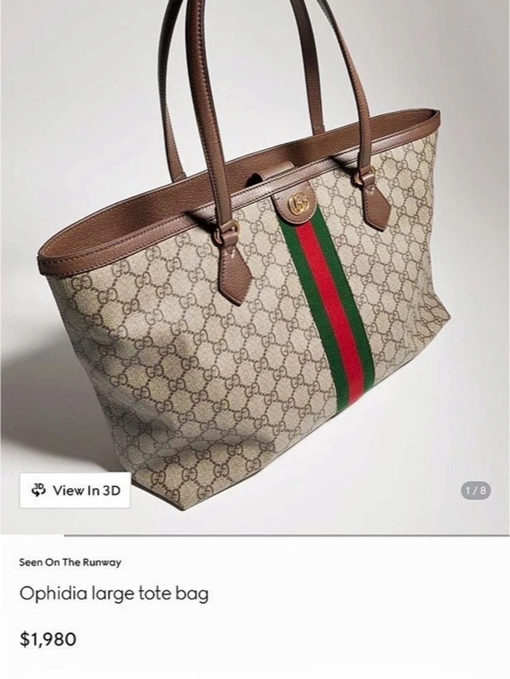 Gucci Ophidia Large Tote Bag in Brown & Beige